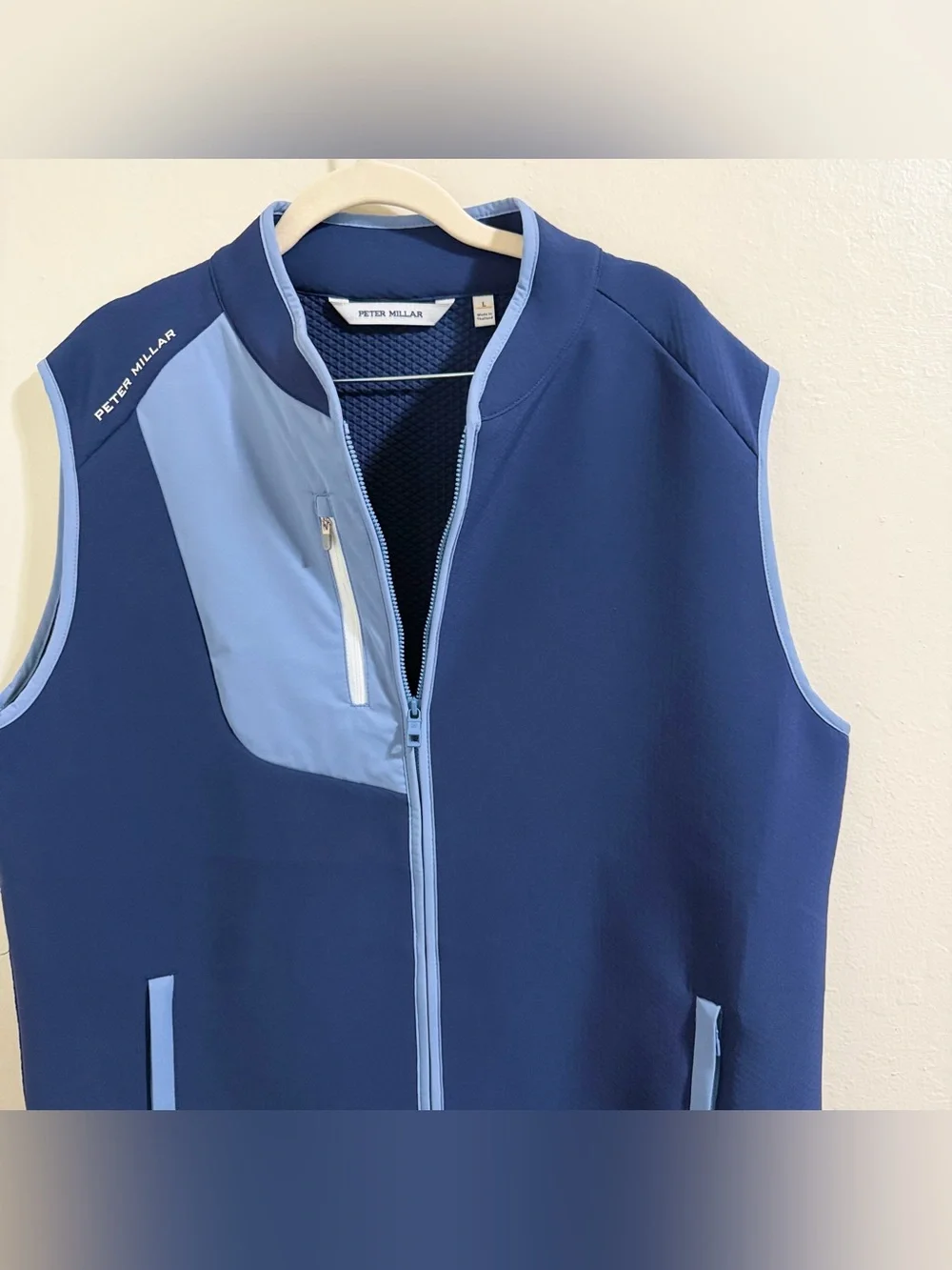 Peter Millar Crown Sport Squallblock Vest Navy Blue Golf Full Zip Men's Large